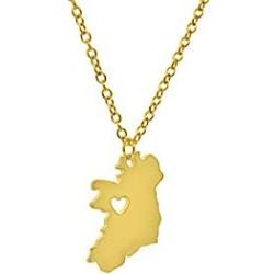 Ireland Map Necklace | Celtic Silhouette | Irish Home | Irish Jewelry | Hollow Country Map Ireland | Stainless Steel Pendant Necklace| St Patricks (Gold)