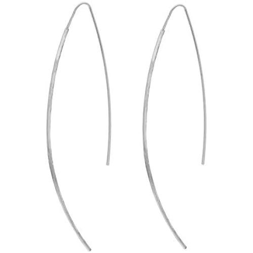 Curved Cut Threader Earrings-Simple Lightweight Open Wire Needle Drop Dangle Bead Threader Earrings
