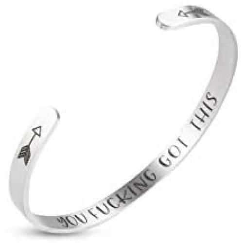 A N KINGPiiN Inspirational Bracelets for Women Inspirational Gift for Women Girls Men Motivational Birthday Cuff Bangle Friendship Personalized Mantra Jewelry Come Gift Box