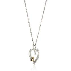 NATALIA DRAKE Genuine Diamond Open Heart Necklace for Women in 10K Yellow Gold and Rhodium Plated Sterling Silver