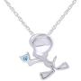 AFFY Bird with Heart Pendant Necklace in 14k White Gold Over Sterling Silver