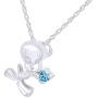 AFFY Bird with Heart Pendant Necklace in 14k White Gold Over Sterling Silver