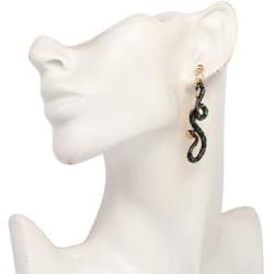 Womens Snake Earrings Dangle Drop Punk Exaggerated Animal Long Black Cool Snake Asymmetrical Earrings Stud Ear for Women Girls Jewelry