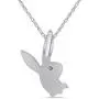 14K Gold Over Sterling Silver White CZ Playboy Bunny Pendant Necklace 14K Gold Over Sterling Silver White CZ Playboy Bunny Pendant Necklace