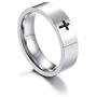 Stainless Steel Cross Simple Silver Band Ring Wedding Ring for Men Boy Women Girl,Religious Jewelry Gift