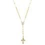 18K Yellow Gold Plated Sterling Silver Rosary Cross Necklace studded with Swarovski crystals