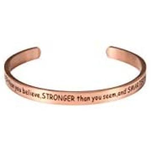 XuRiLai Youre Braver Than You Believe Stronger Than You Seem and Smarter Than You Think Womany Cuff Bracelet Positive Message Cuff Bracelet for Women and Girls Jewelry Gifts(Rose Golden)