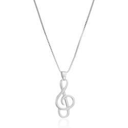 Sterling Silver Musical Note Pendant Necklace, 18''