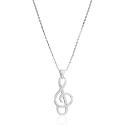 Sterling Silver Musical Note Pendant Necklace, 18'' Sterling Silver Musical Note Pendant Necklace, 18''