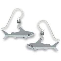 Whimsical Grey Shark Earrings Made in the USA by Sienna Sky 1712