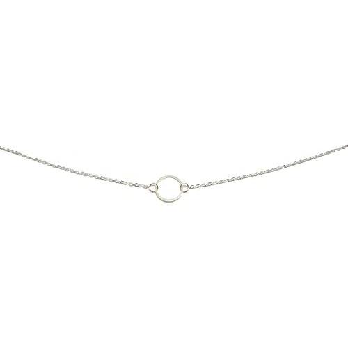 ROSTIVO Simple Choker Necklace for Women Dainty Circle Necklace Choker for Girls (Silver)