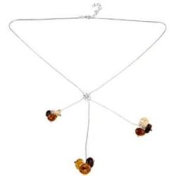Sterling Silver Multicolor Amber Caramel Kiss Collection Y Necklace 19 Inches