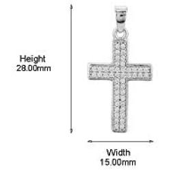 Vanbelle Stering Silver Jewelry Studded Cross Pendant-Necklace with Cubic Zirconia Stones and Rhodium Plated for Women and Girls