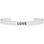 Silver Love Bracelet For Women - Adjustable Cuff Stainless Steel Bracelet - Inspirational and Simple Bangle - Fits Kids, Teenage Girls, and Adults