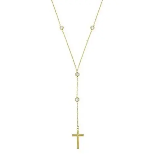 18K Yellow Gold Plated Sterling Silver CZ Rosary 18'' Chain with 2'' Extender. 18K Yellow Gold Plated Sterling Silver CZ Rosary 18'' Chain with 2'' Extender.