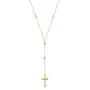 18K Yellow Gold Plated Sterling Silver CZ Rosary 18'' Chain with 2'' Extender. 18K Yellow Gold Plated Sterling Silver CZ Rosary 18'' Chain with 2'' Extender.