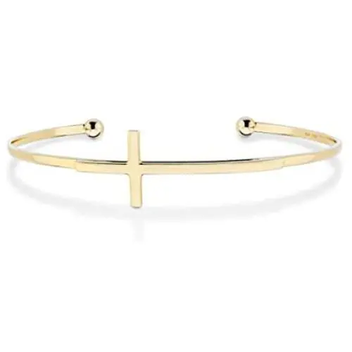Miabella 925 Sterling Silver Italian Adjustable Sideways Cross Bracelet for Women 7.25-7.5 Inch 18K Gold Plated or Silver Cuff Bangle Bracelet Made in Italy Miabella 925 Sterling Silver Italian Adjustable Sideways Cross Bracelet for Women 7.25-7.5 Inch 18K Gold Plated or Silver Cuff Bangle Bracelet Made in Italy