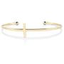 Miabella 925 Sterling Silver Italian Adjustable Sideways Cross Bracelet for Women 7.25-7.5 Inch 18K Gold Plated or Silver Cuff Bangle Bracelet Made in Italy