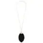 RIAH FASHION Bohemian Fan Tassel Pendant Statement Necklace - Silky Thread Strand Fringe Semi Circle Marquise Charm Long Chain