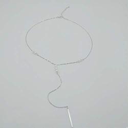 TseanYi Pearls Y Lariat Necklace Silver Pearls Pendant Chain Necklace Classic Pearl Drop Long Necklaces Bridal Necklace Jewelry for Women and Girls (Silver)