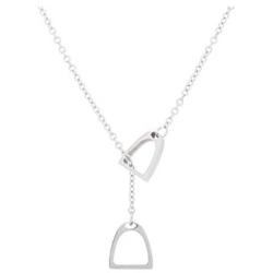 JOYID Stainless Steel Double Horseshoe Pendant Necklace Simple Horse Stirrup Jewelry for Women Girls Gift