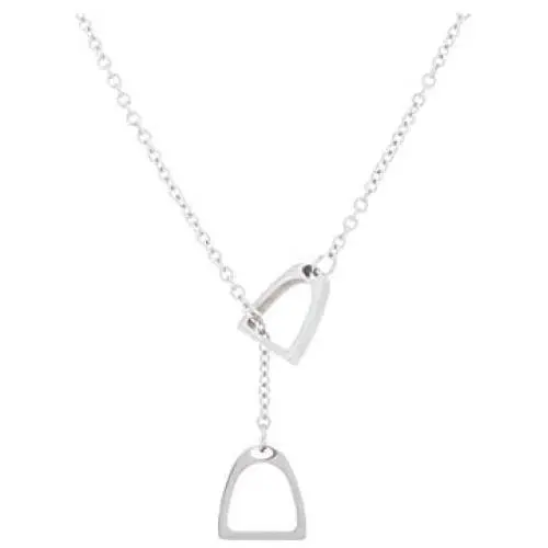 JOYID Stainless Steel Double Horseshoe Pendant Necklace Simple Horse Stirrup Jewelry for Women Girls Gift