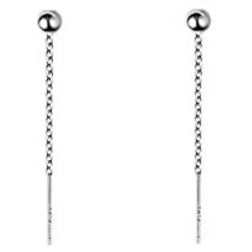 Threader Bead Tassel Drop Earrings for Women Girls S925 Sterling Silver 2mm Tiny Ball Long Chain Dangle Minimalism Ear Piercing Studs Jewelry Hypoallergenic Fashion Gifts