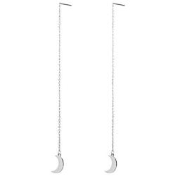 fishhook Threader Tassel Earrings Stainless Steel Silver Tone Geometric Shape Drop Dangle Long Charm Earrings for Women Girls