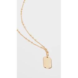 gorjana Womens Griffin Dog Tag Charm Hammered Pendant Necklace, 18K Gold Plated, 19 inch Chain