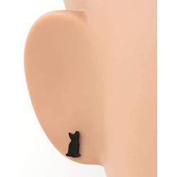 Steelmeup Stainless Steel Cute Black Cat Silhouette Post Stud Earrings Play Sit Jump