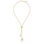 Majorica Vermeil 2/14mm Champagne and White Baroque Pearls on Love Knot Lariat Pendant Necklace