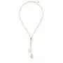 Majorica Vermeil 2/14mm Champagne and White Baroque Pearls on Love Knot Lariat Pendant Necklace