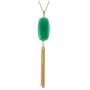Top Plaza Natural Reiki Healing Crystal Pendant Necklace Oval Gemstone Gold Tassel Necklaces for Women Girls