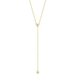 GELIN 14k Yellow Gold 0,02 ct Diamond Teardrop Pendant Y Necklace for Women, Surprise Fine Jewellery ,18 inch