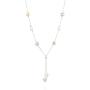 FABIN JEWELRY White Pearls Purple and Pink Pearls on a Sterling Silver Lariat Necklace 18.5'' Plus 2.75'' Extension…