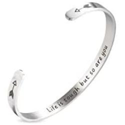 A N KINGPiiN Inspirational Bracelets for Women Inspirational Gift for Women Girls Men Motivational Birthday Cuff Bangle Friendship Personalized Mantra Jewelry Come Gift Box