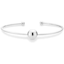 Miabella 925 Sterling Silver Italian Adjustable Bead Ball Polished Open Cuff Bangle Bracelet for Women 7.25-7.5 Inch, Made in Italy