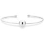 Miabella 925 Sterling Silver Italian Adjustable Bead Ball Polished Open Cuff Bangle Bracelet for Women 7.25-7.5 Inch, Made in Italy