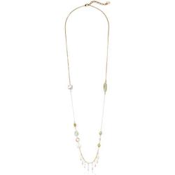 Lucky Brand Long Pearl and Amazonite Necklace