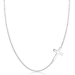 ELLI BY JULIE & GRACE Sterling Silver small Cross Pendant Necklace, 925 Sterling Silver Necklace for Women, Silver Chains for Women, Length 17.7 inch, Jewelry for Women