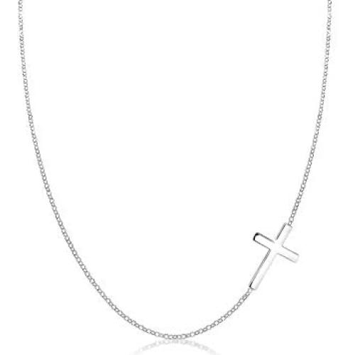 ELLI BY JULIE & GRACE Sterling Silver small Cross Pendant Necklace, 925 Sterling Silver Necklace for Women, Silver Chains for Women, Length 17.7 inch, Jewelry for Women