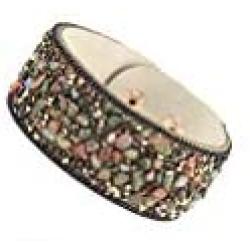 Barsly Stone Bracelets for Women Wrap Cuff Slake Leather Bracelets with Crystal Rhinestone Couple Nature Jewelry