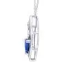 Jewel Zone US Simulated Birthstone & White Natural Diamond Accent Mother & Child Heart Pendant Necklace in 14k White Gold Over Sterling Silver (1 1/10 Cttw)