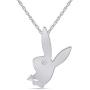 14K Gold Over Sterling Silver White CZ Playboy Bunny Pendant Necklace