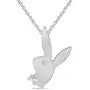 14K Gold Over Sterling Silver White CZ Playboy Bunny Pendant Necklace 14K Gold Over Sterling Silver White CZ Playboy Bunny Pendant Necklace