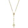 18K Yellow Gold Plated Sterling Silver Diamond Cut Beads TRICLR 26'' Rosary Cross Necklace