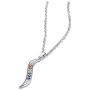 PJ Stainless Steel Rhinestone Rainbow Gay Lesbian Pride Wave Shape Pendant Necklace with 20'' Chain