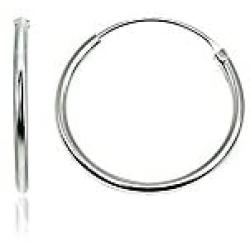 Sterling Silver Small Medium Large Endless Round Thin Lightweight Unisex Continuous Hoop Earrings