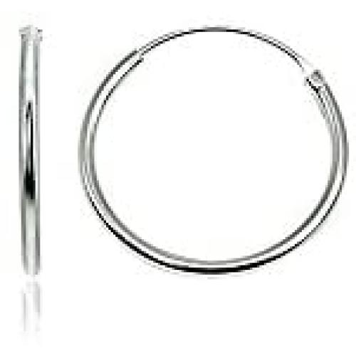 Sterling Silver Small Medium Large Endless Round Thin Lightweight Unisex Continuous Hoop Earrings