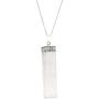 Raw Selenite Flat Pendant Necklace on Sterling Silver Box Chain, 18''